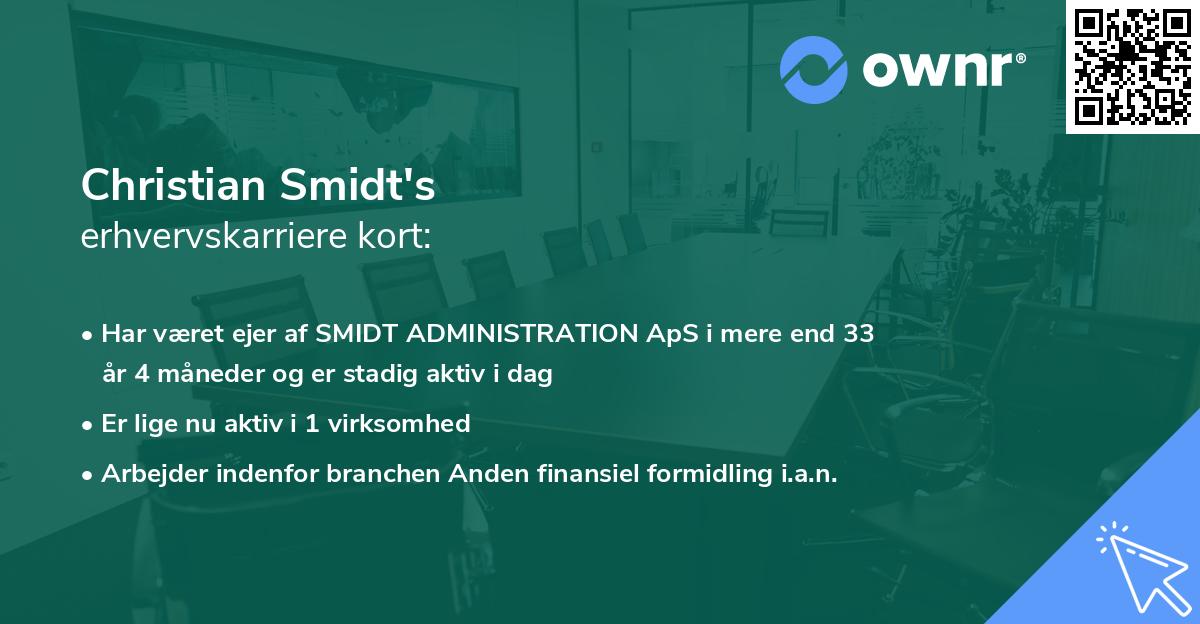 Christian Smidt's erhvervskarriere kort