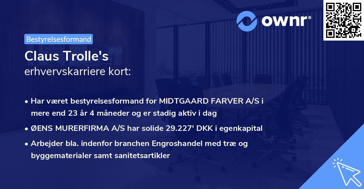 Claus Trolle's erhvervskarriere kort
