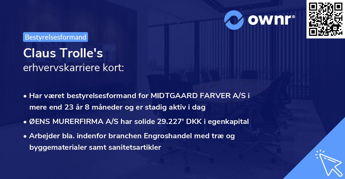 Claus Trolle's erhvervskarriere kort