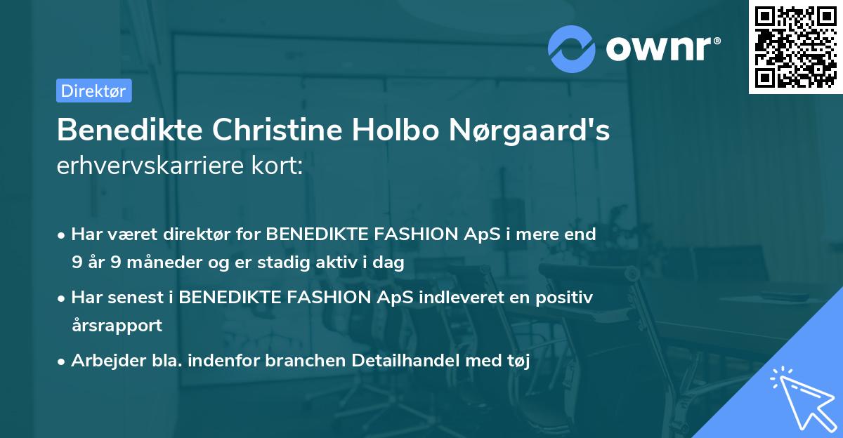 Benedikte Christine Holbo Nørgaard's erhvervskarriere kort
