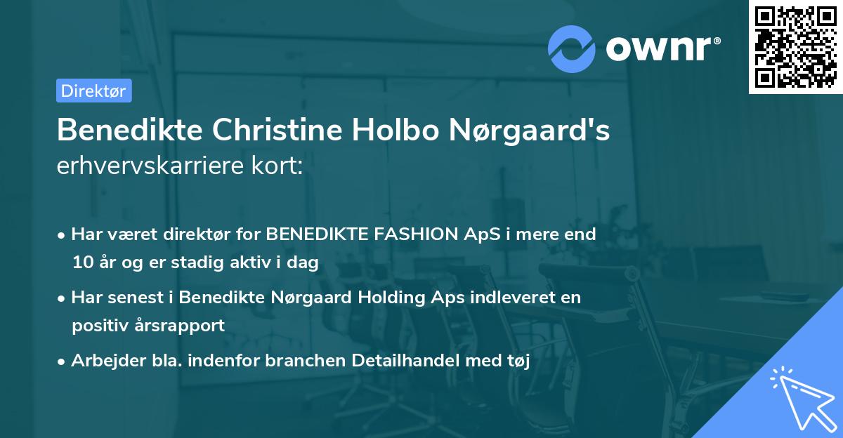 Benedikte Christine Holbo Nørgaard's erhvervskarriere kort