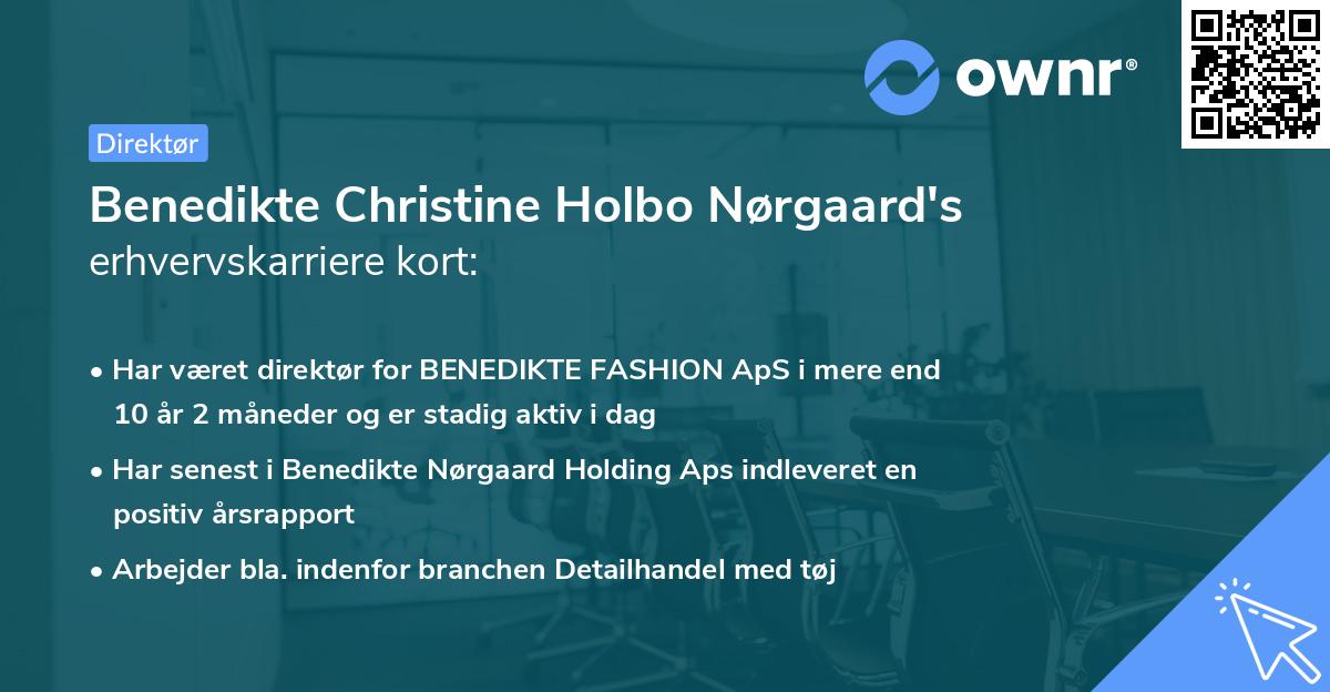 Benedikte Christine Holbo Nørgaard's erhvervskarriere kort