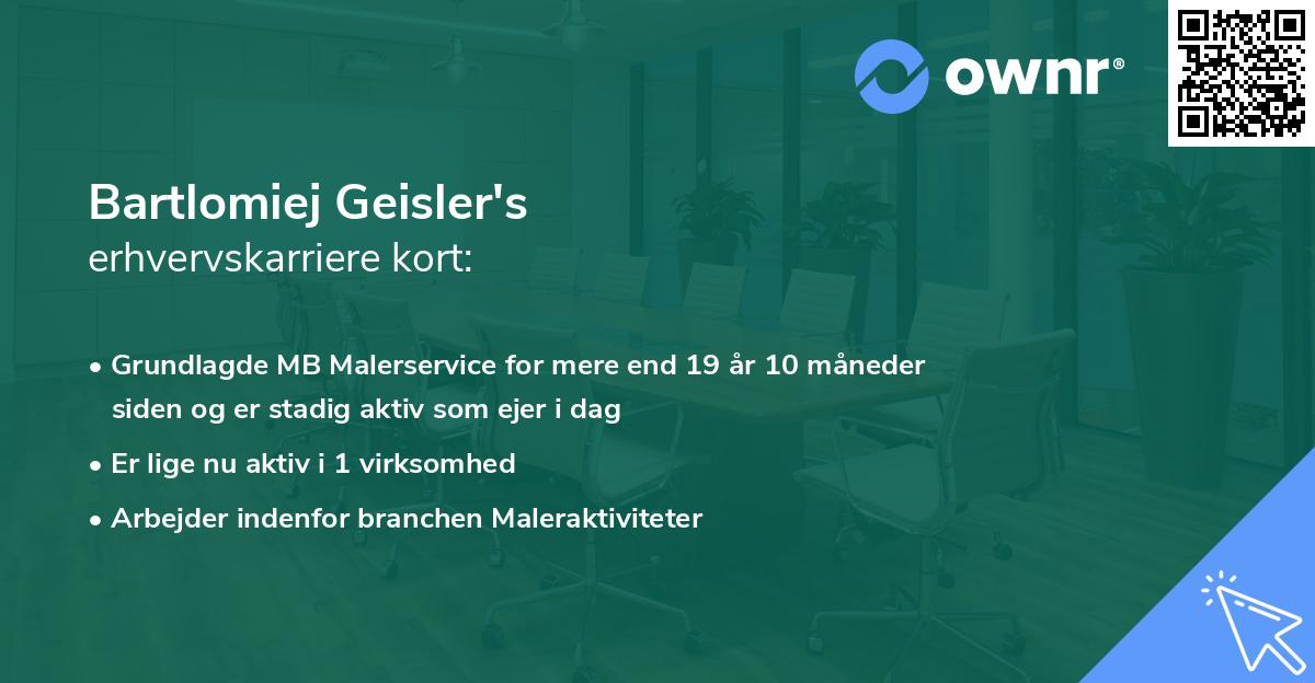 Bartlomiej Geisler's erhvervskarriere kort