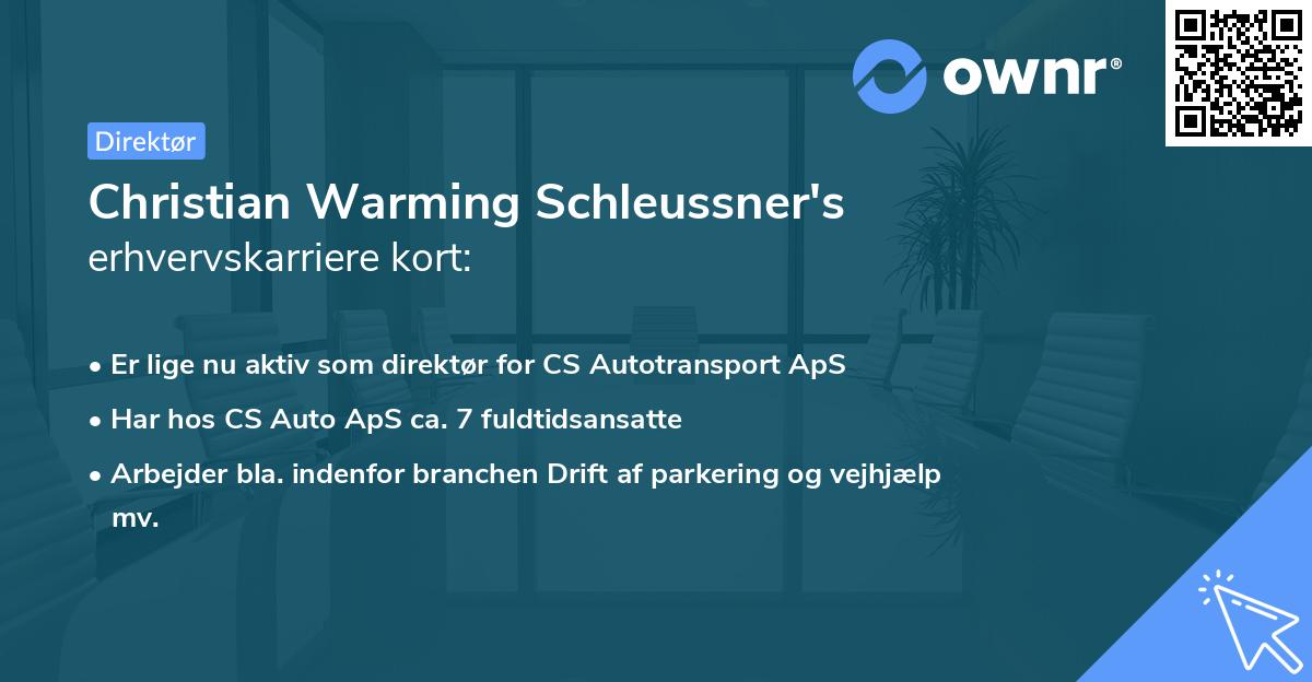 Christian Warming Schleussner's erhvervskarriere kort