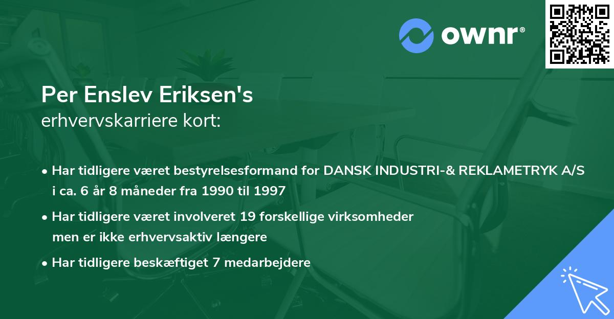 Per Enslev Eriksen's erhvervskarriere kort