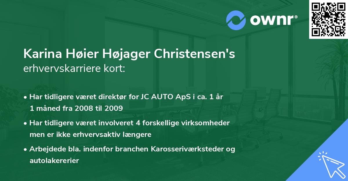 Karina Høier Højager Christensen's erhvervskarriere kort