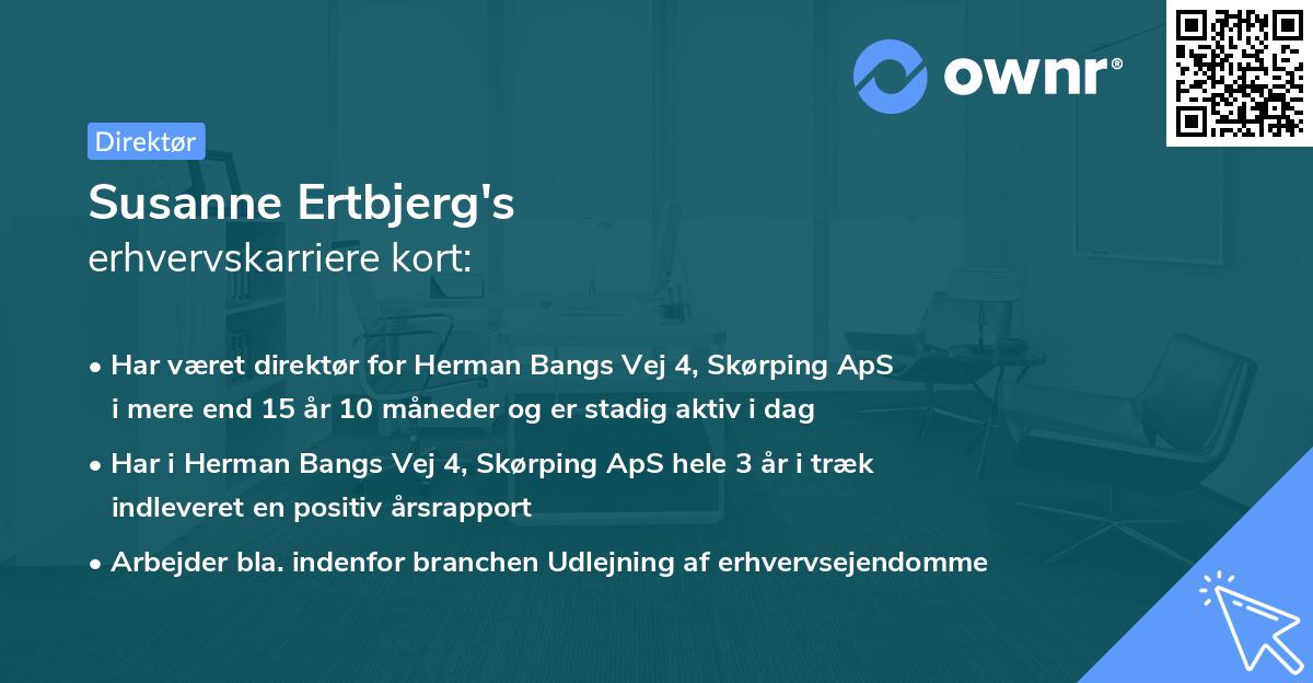 Susanne Ertbjerg's erhvervskarriere kort