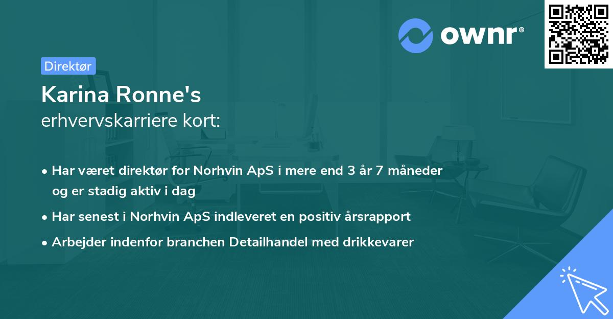 Karina Ronne's erhvervskarriere kort