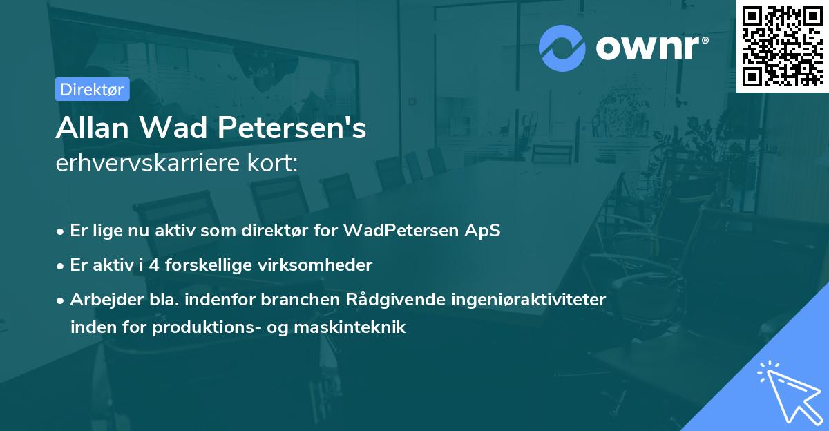 Allan Wad Petersen's erhvervskarriere kort