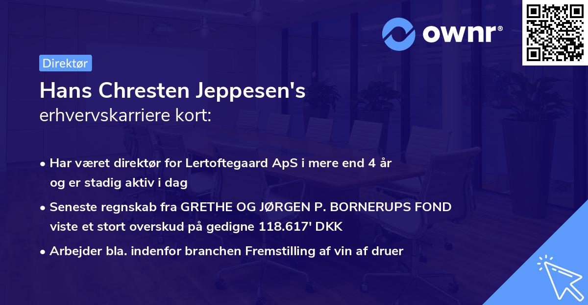Hans Chresten Jeppesen's erhvervskarriere kort