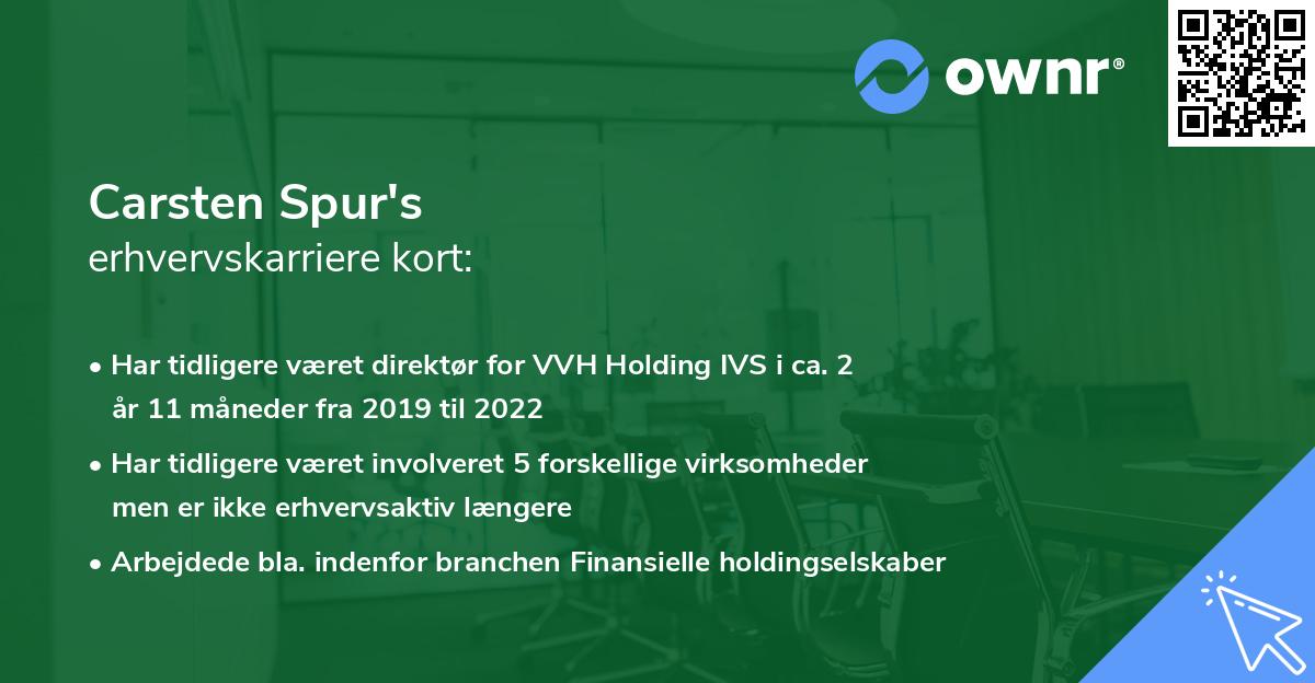 Carsten Spur's erhvervskarriere kort