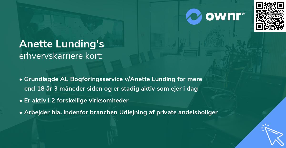 Anette Lunding's erhvervskarriere kort