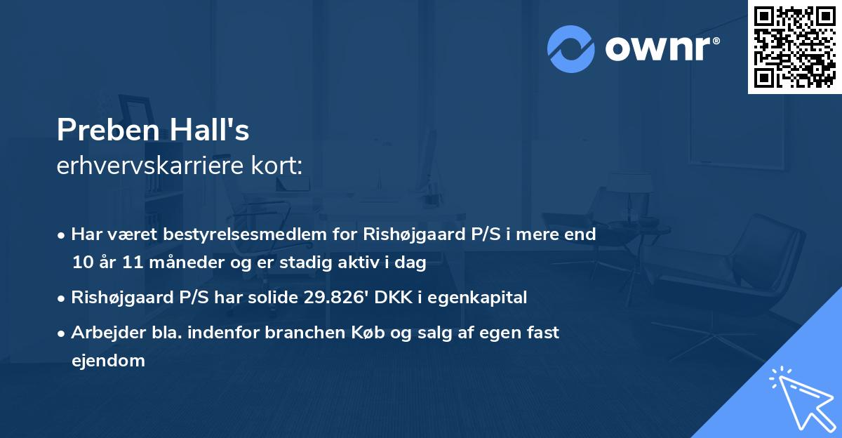 Preben Hall's erhvervskarriere kort