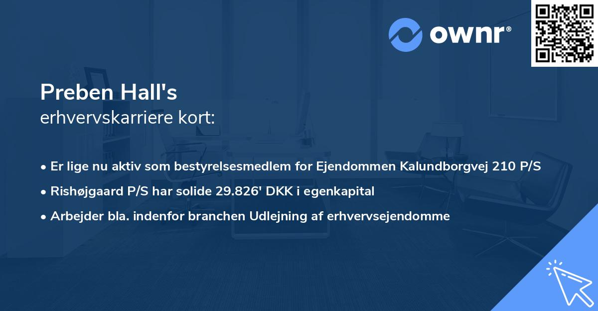 Preben Hall's erhvervskarriere kort
