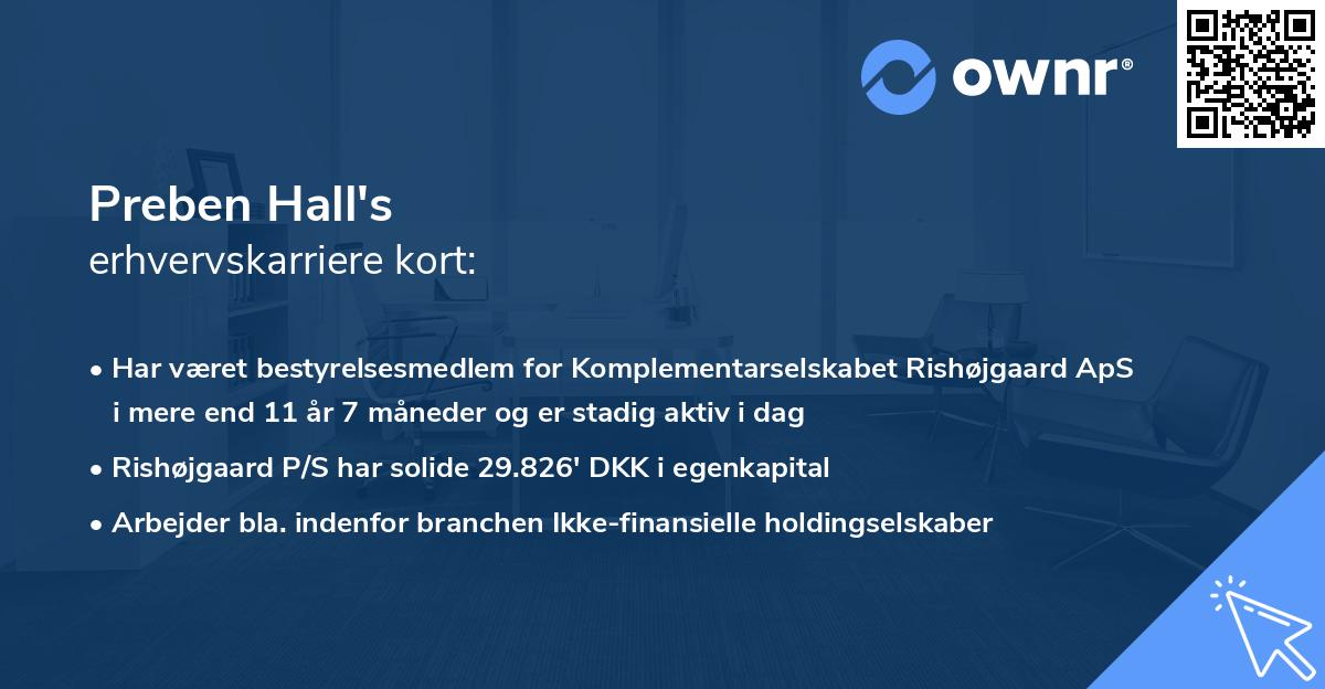 Preben Hall's erhvervskarriere kort