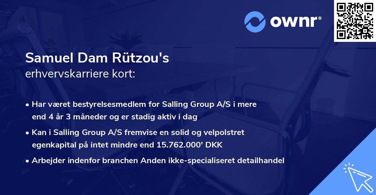 Samuel Dam Rützou's erhvervskarriere kort