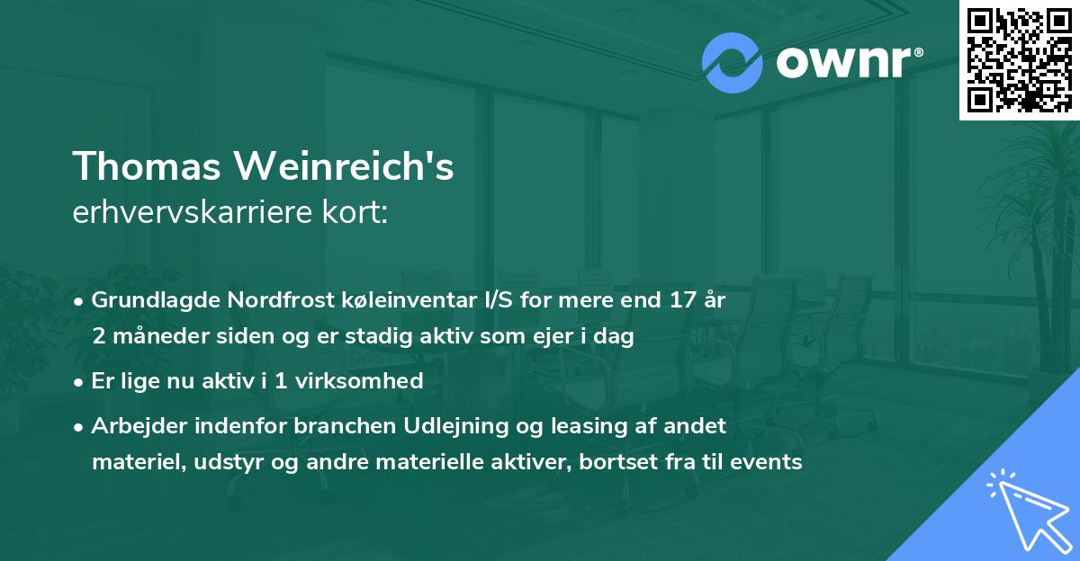 Thomas Weinreich's erhvervskarriere kort