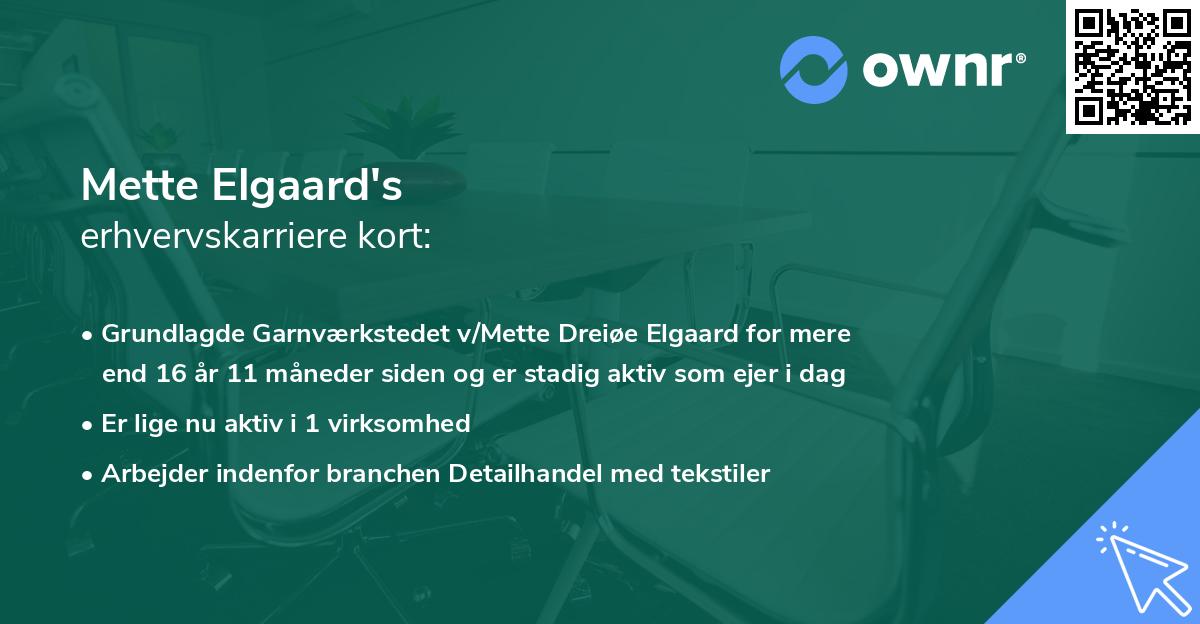 Mette Elgaard's erhvervskarriere kort