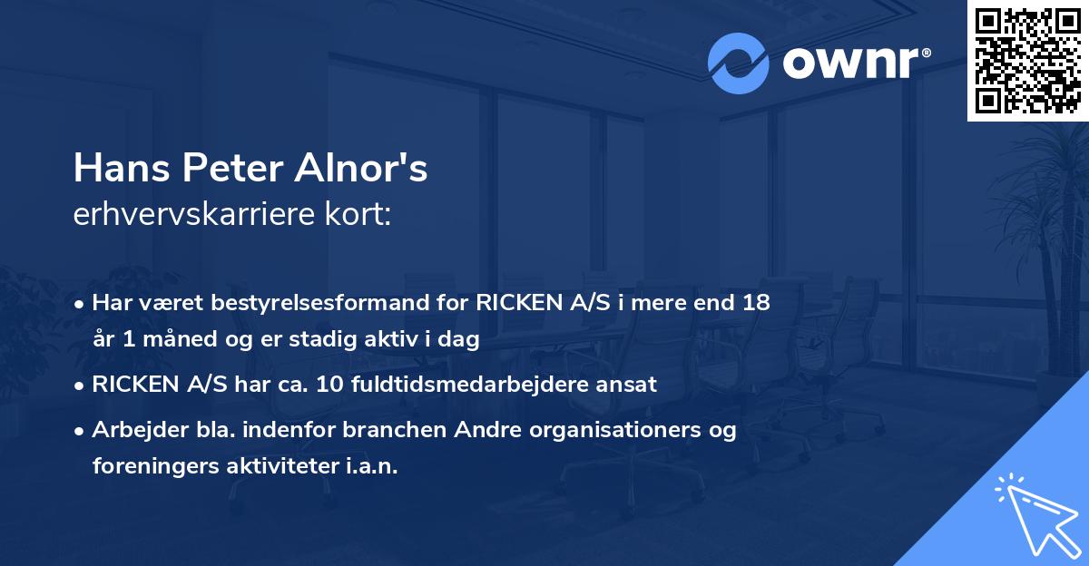 Hans Peter Alnor's erhvervskarriere kort