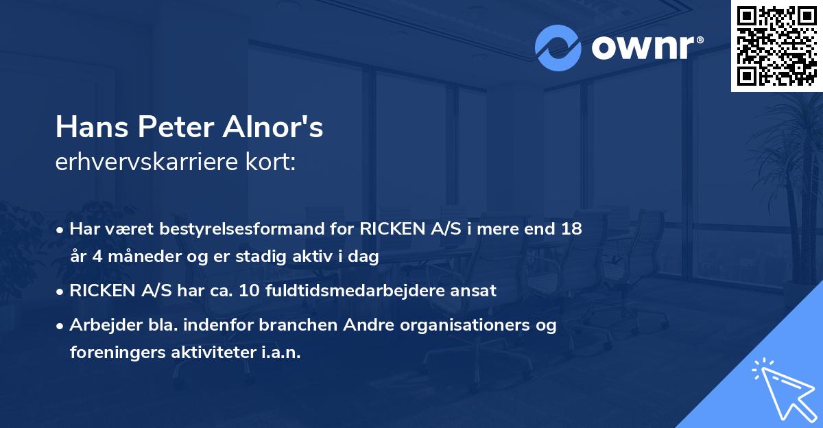 Hans Peter Alnor's erhvervskarriere kort