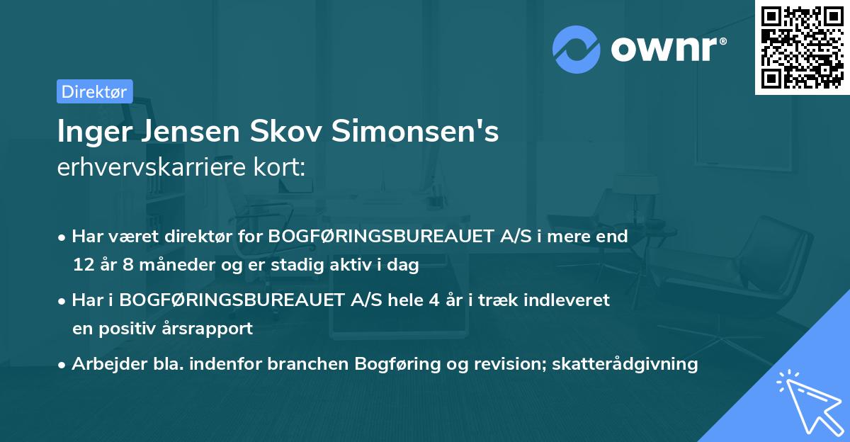 Inger Jensen Skov Simonsen's erhvervskarriere kort