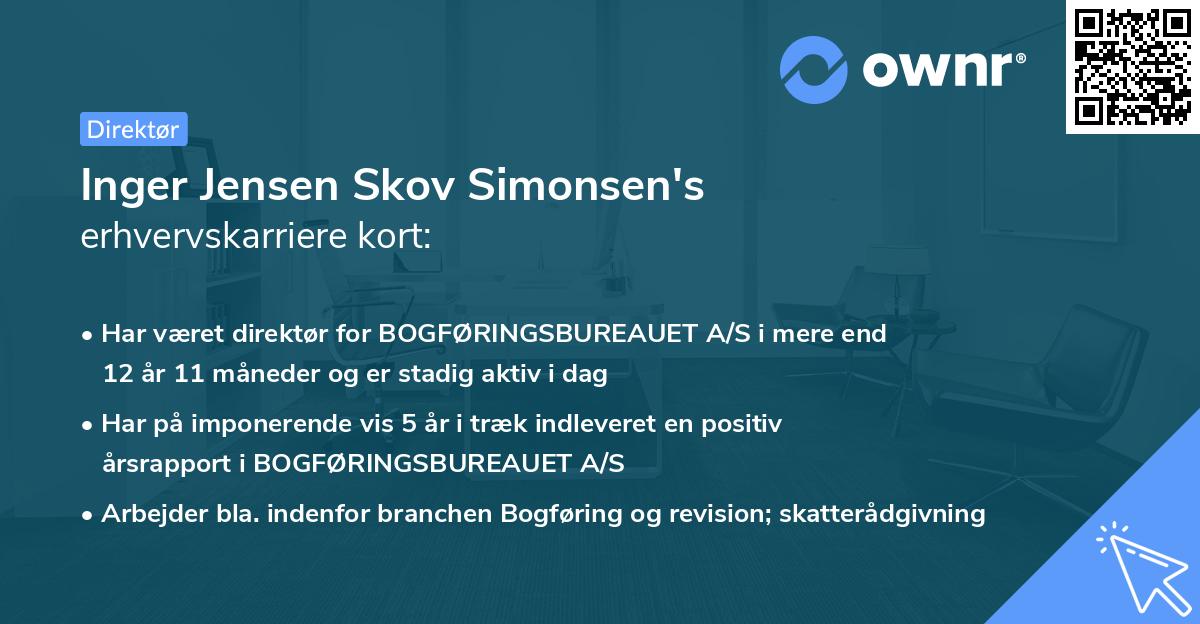 Inger Jensen Skov Simonsen's erhvervskarriere kort