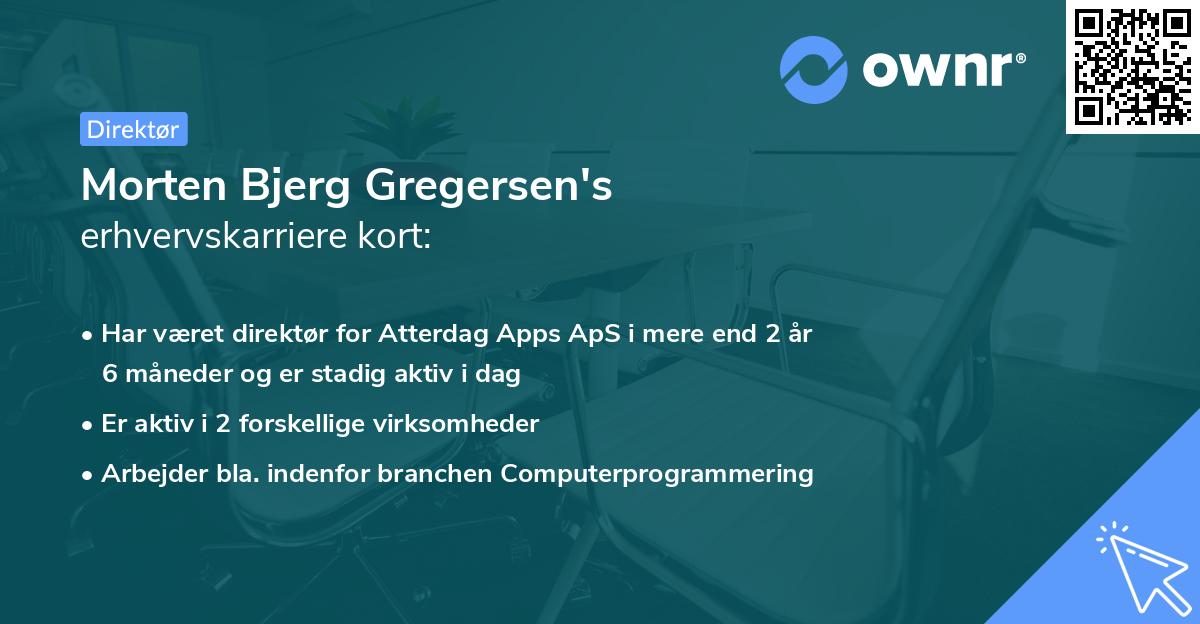 Morten Bjerg Gregersen's erhvervskarriere kort
