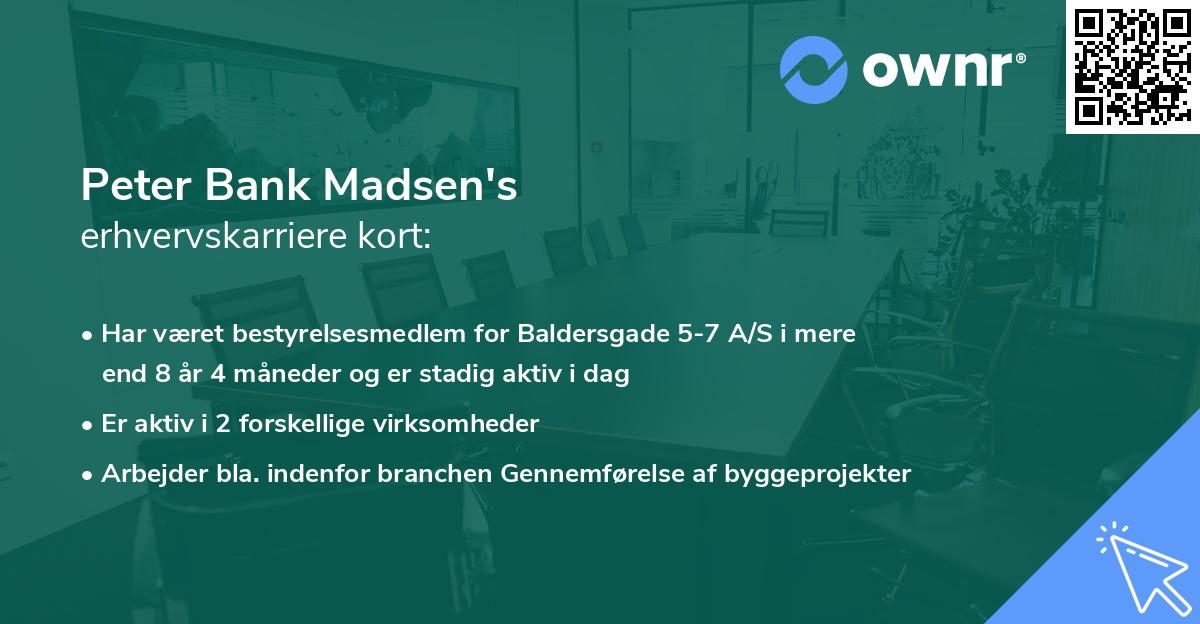 Peter Bank Madsen's erhvervskarriere kort