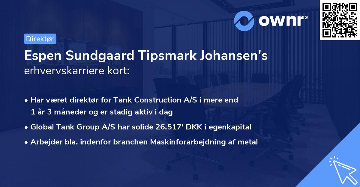 Espen Sundgaard Tipsmark Johansen's erhvervskarriere kort
