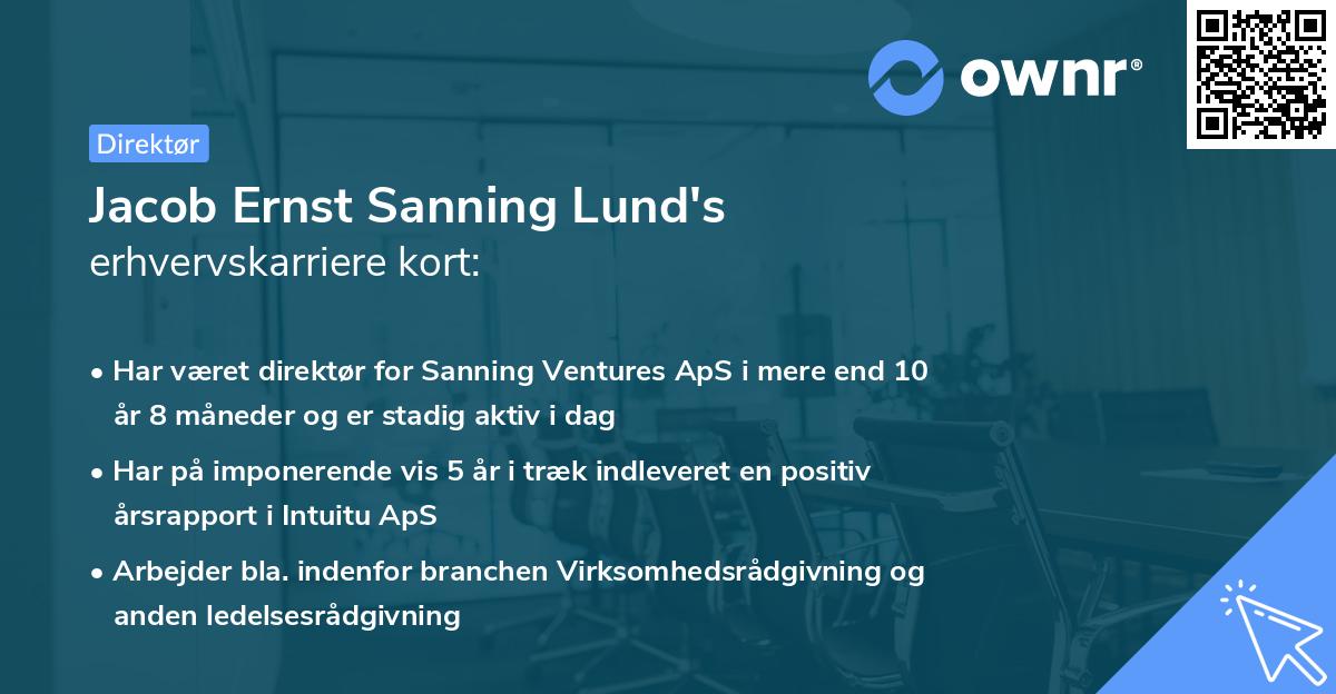 Jacob Ernst Sanning Lund's erhvervskarriere kort