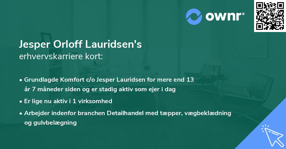 Jesper Orloff Lauridsen's erhvervskarriere kort