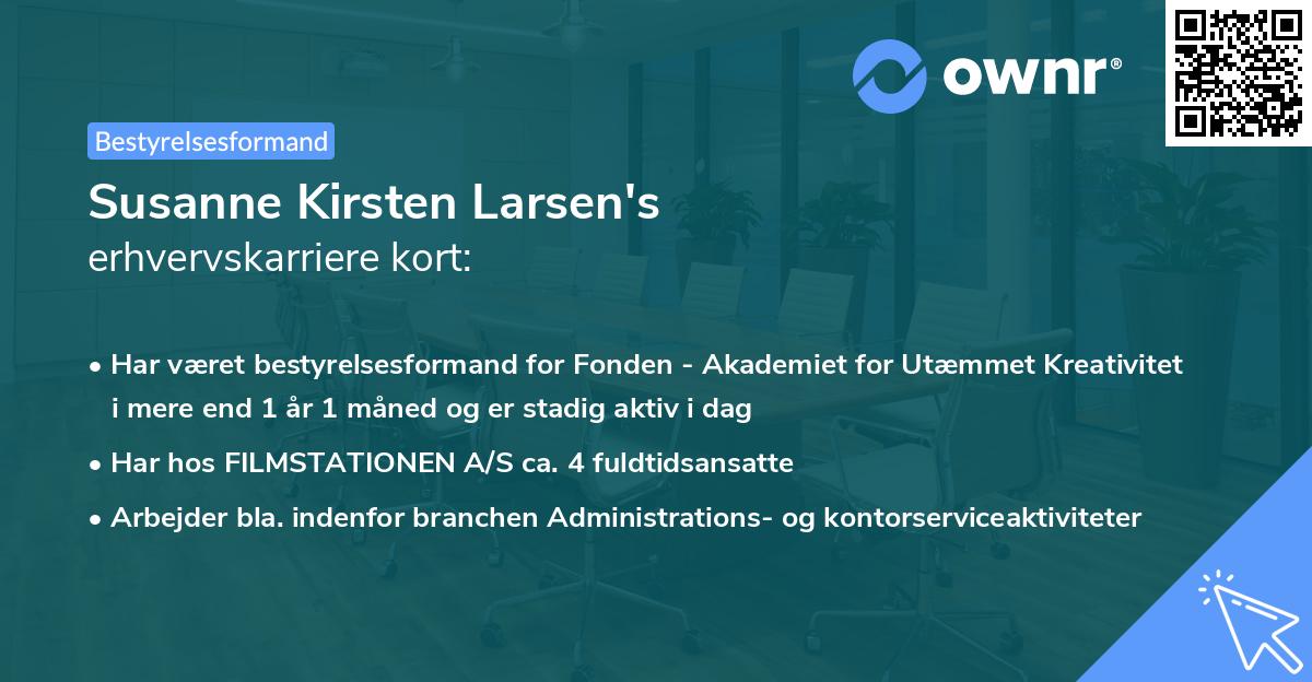 Susanne Kirsten Larsen's erhvervskarriere kort
