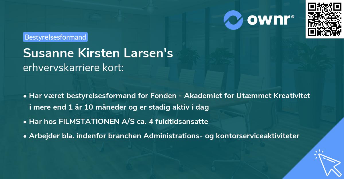 Susanne Kirsten Larsen's erhvervskarriere kort