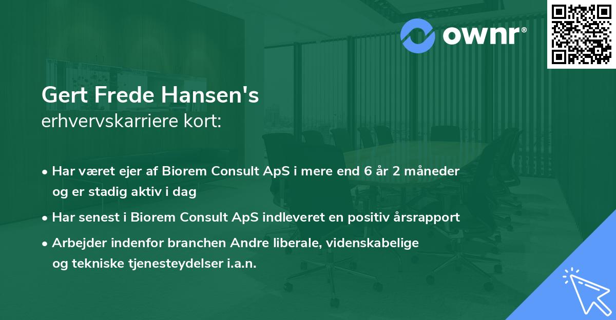 Gert Frede Hansen's erhvervskarriere kort