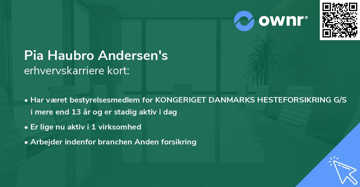 Pia Haubro Andersen's erhvervskarriere kort