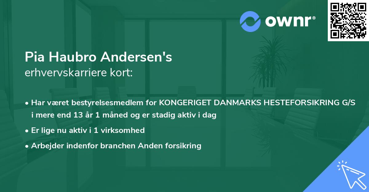 Pia Haubro Andersen's erhvervskarriere kort