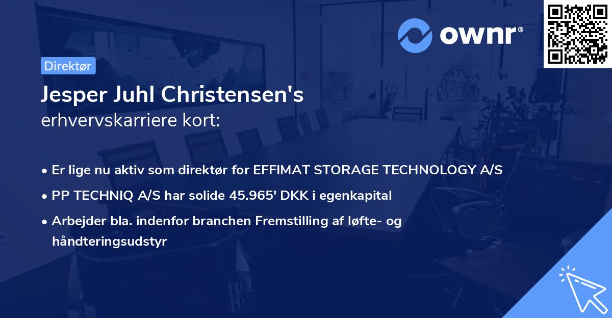 Jesper Juhl Christensen's erhvervskarriere kort