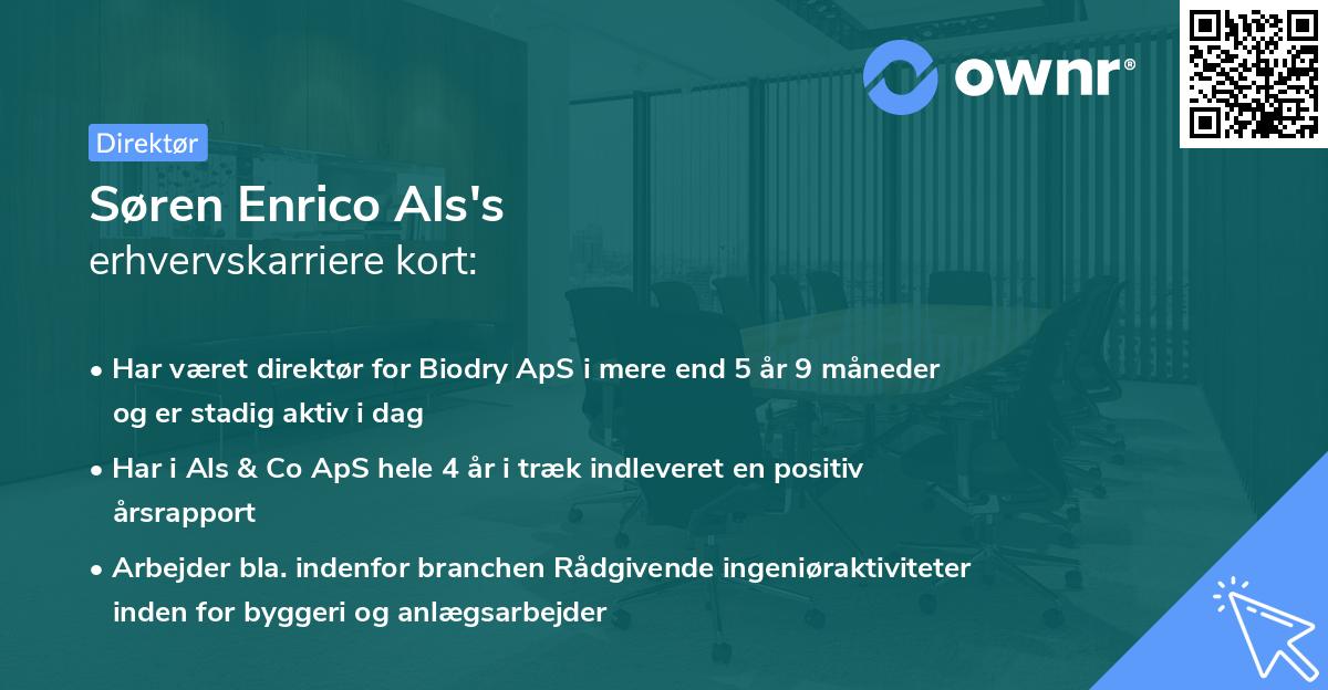 Søren Enrico Als's erhvervskarriere kort