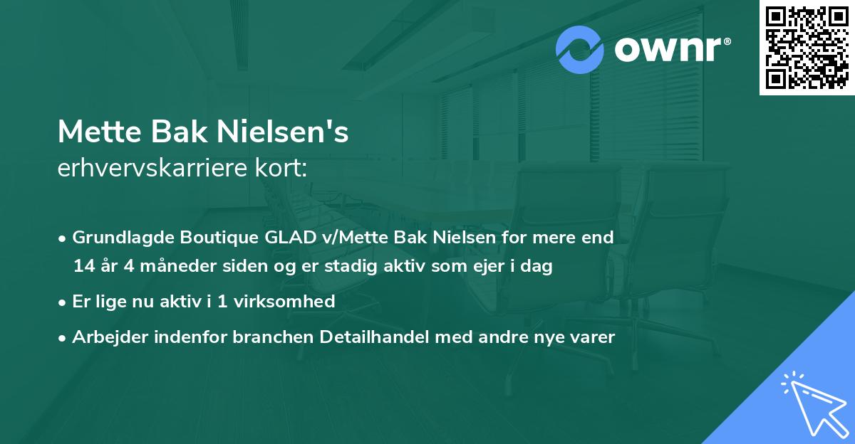 Mette Bak Nielsen's erhvervskarriere kort