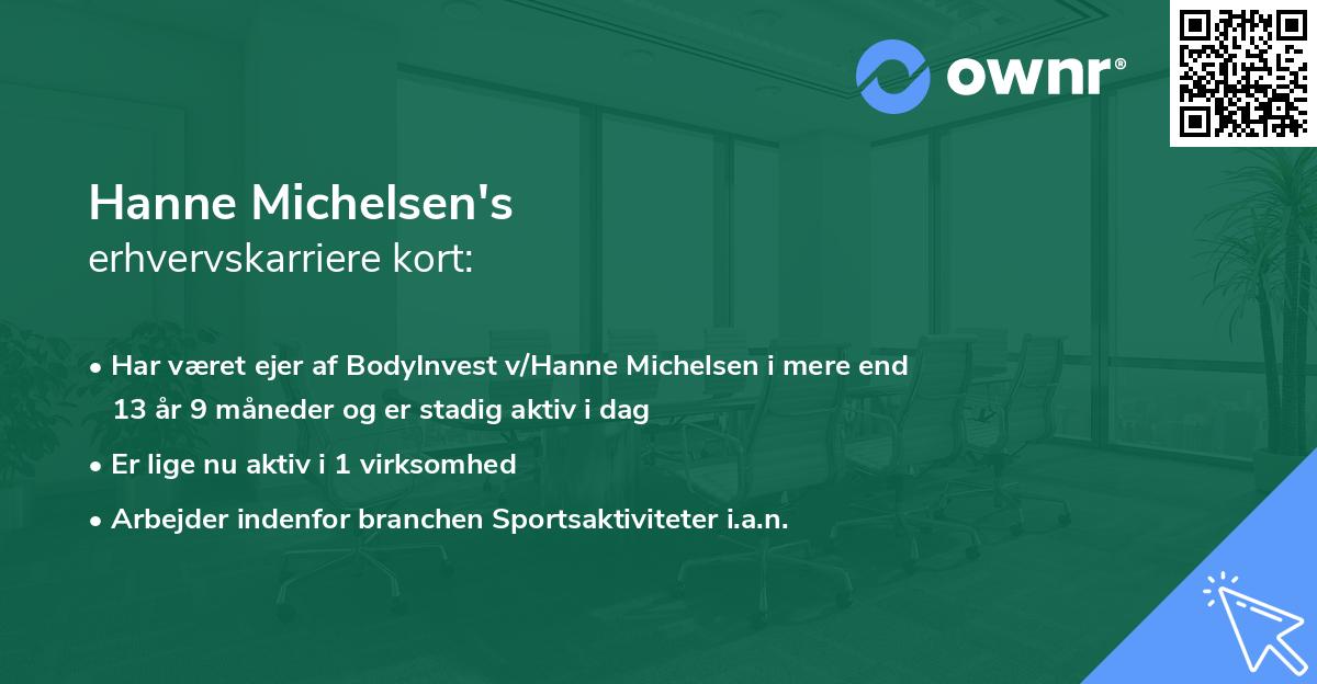Hanne Michelsen's erhvervskarriere kort