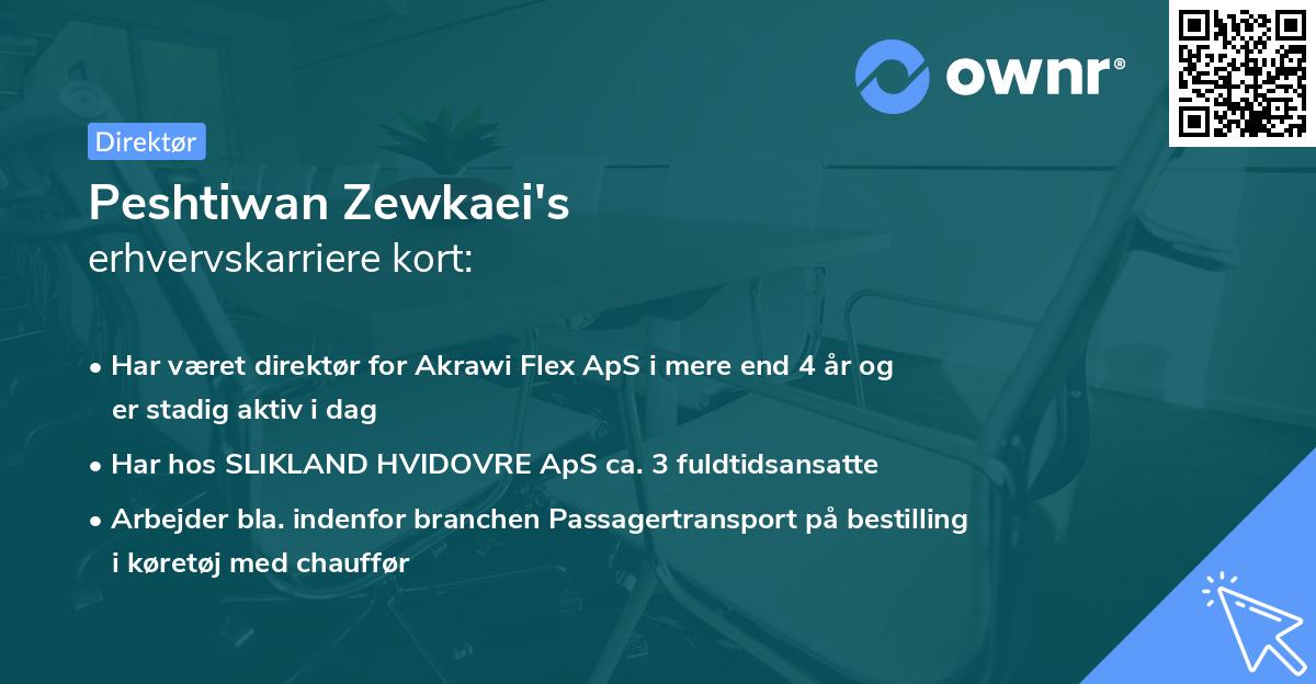 Peshtiwan Zewkaei's erhvervskarriere kort