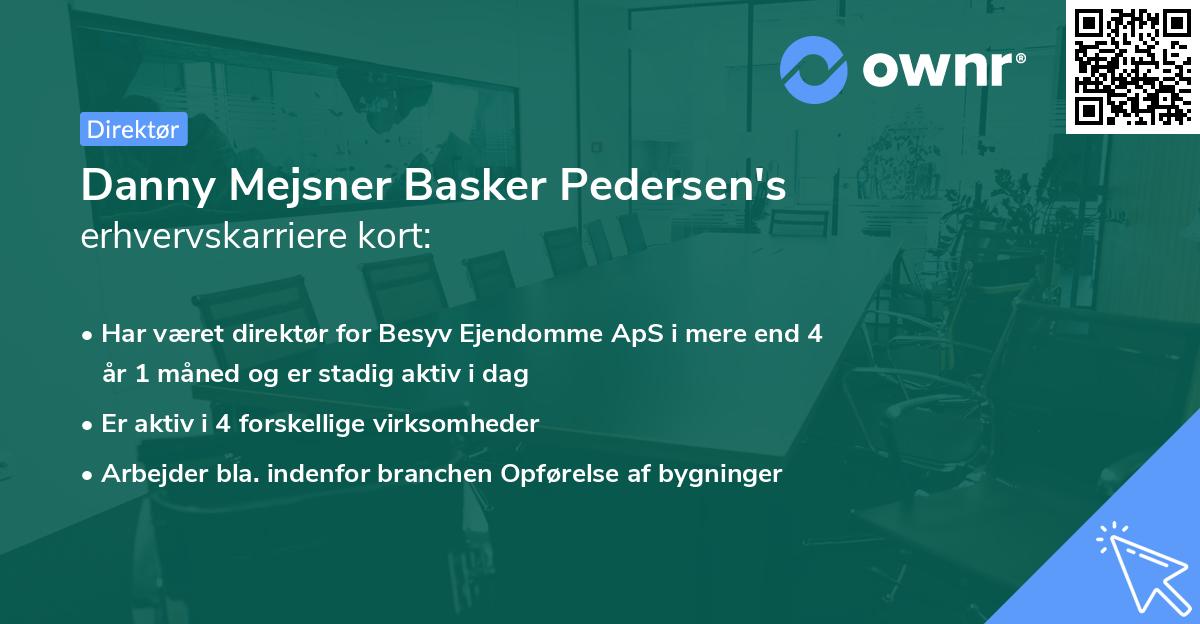 Danny Mejsner Basker Pedersen's erhvervskarriere kort