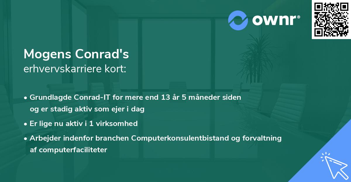Mogens Conrad's erhvervskarriere kort