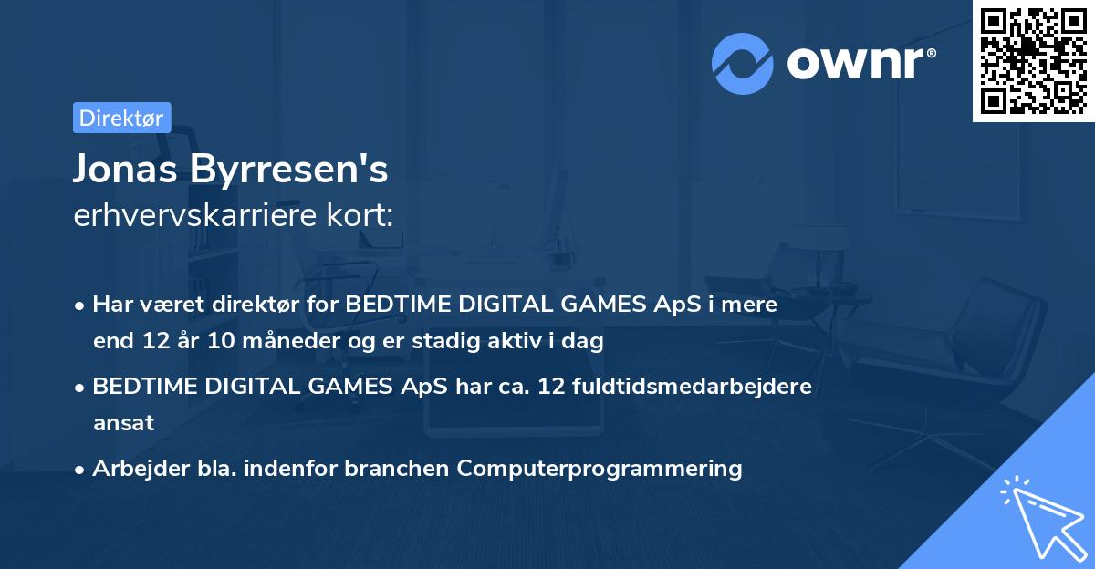 Jonas Byrresen's erhvervskarriere kort