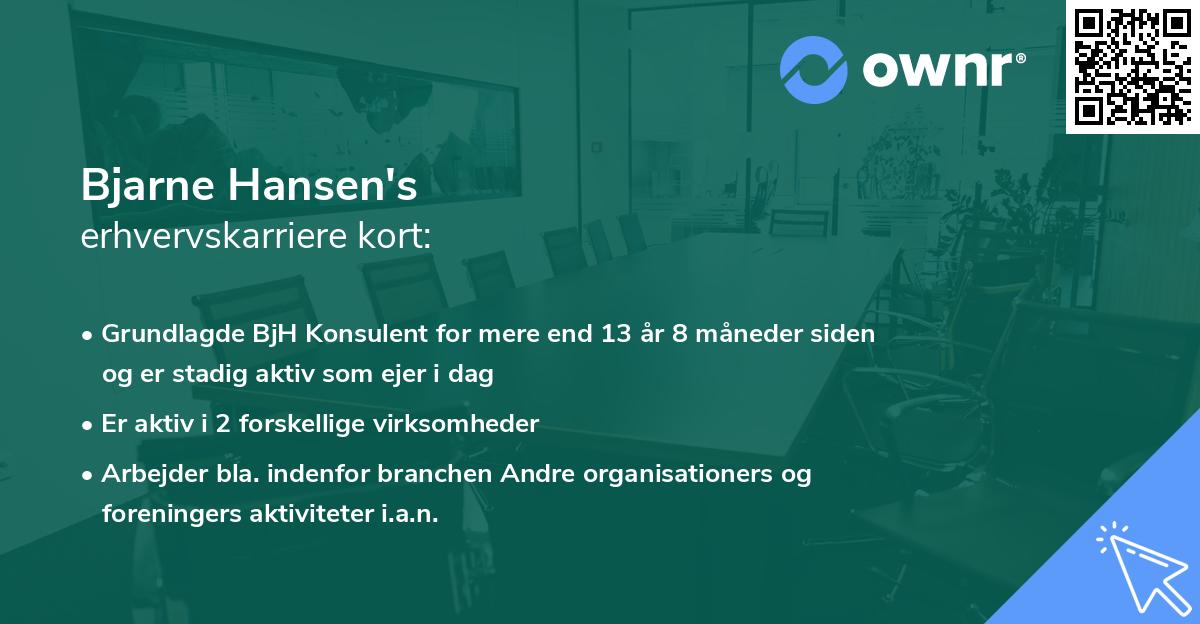 Bjarne Hansen's erhvervskarriere kort