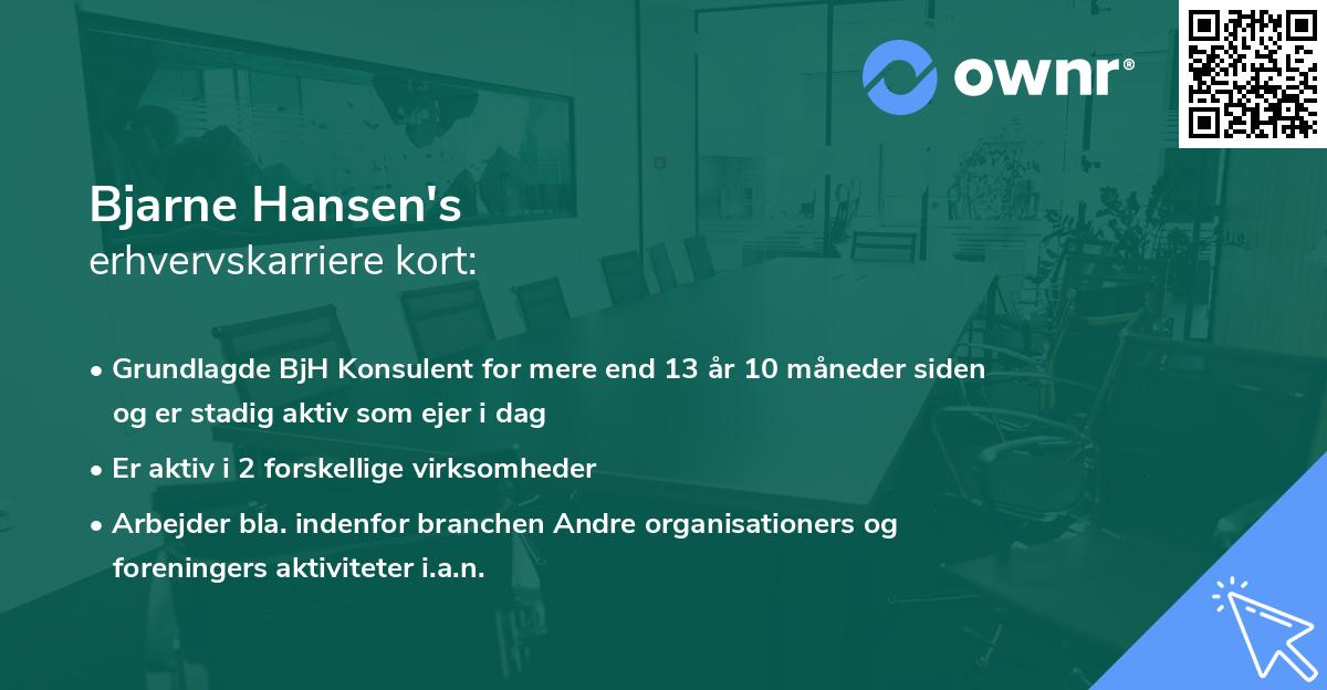 Bjarne Hansen's erhvervskarriere kort