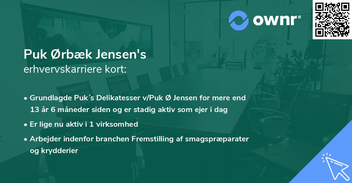 Puk Ørbæk Jensen's erhvervskarriere kort