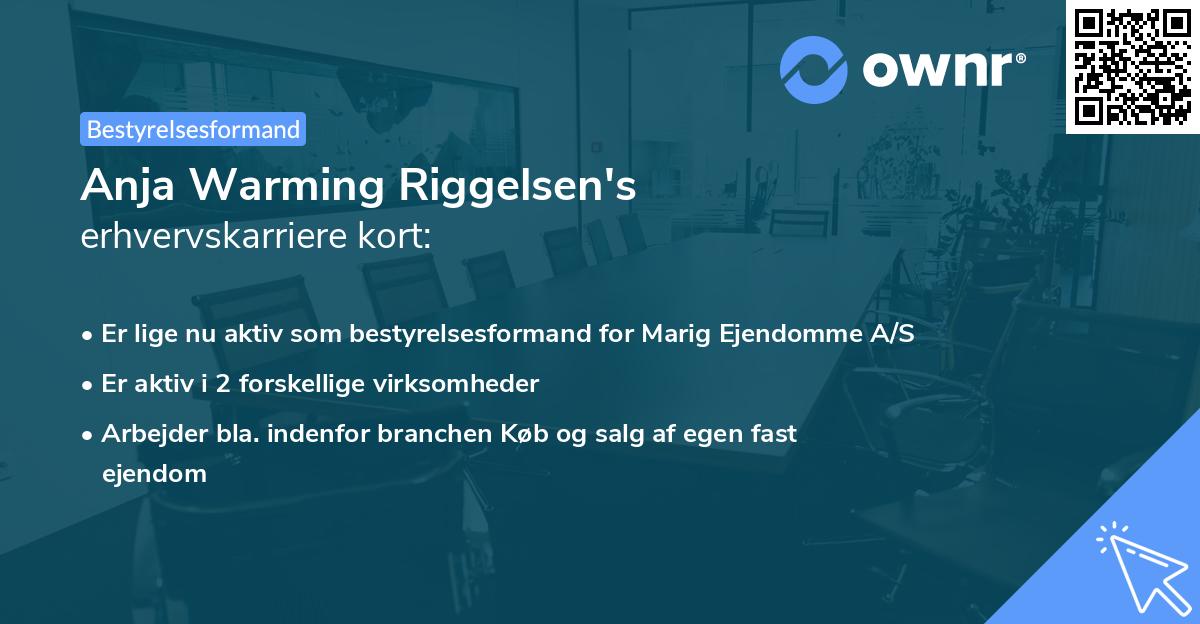 Anja Warming Riggelsen's erhvervskarriere kort