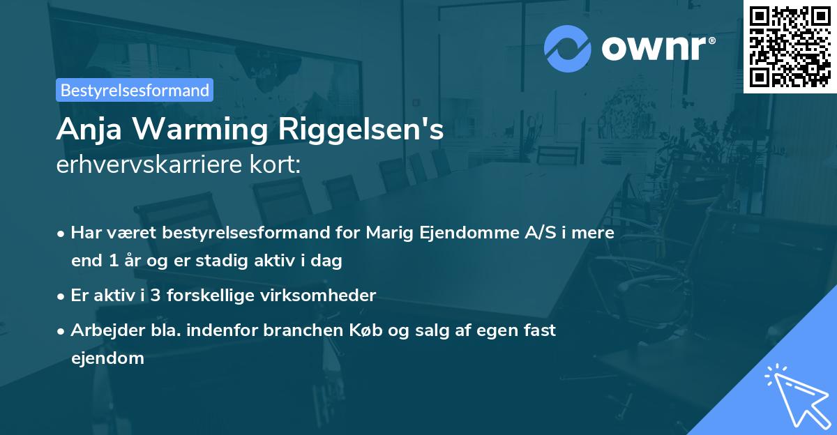 Anja Warming Riggelsen's erhvervskarriere kort