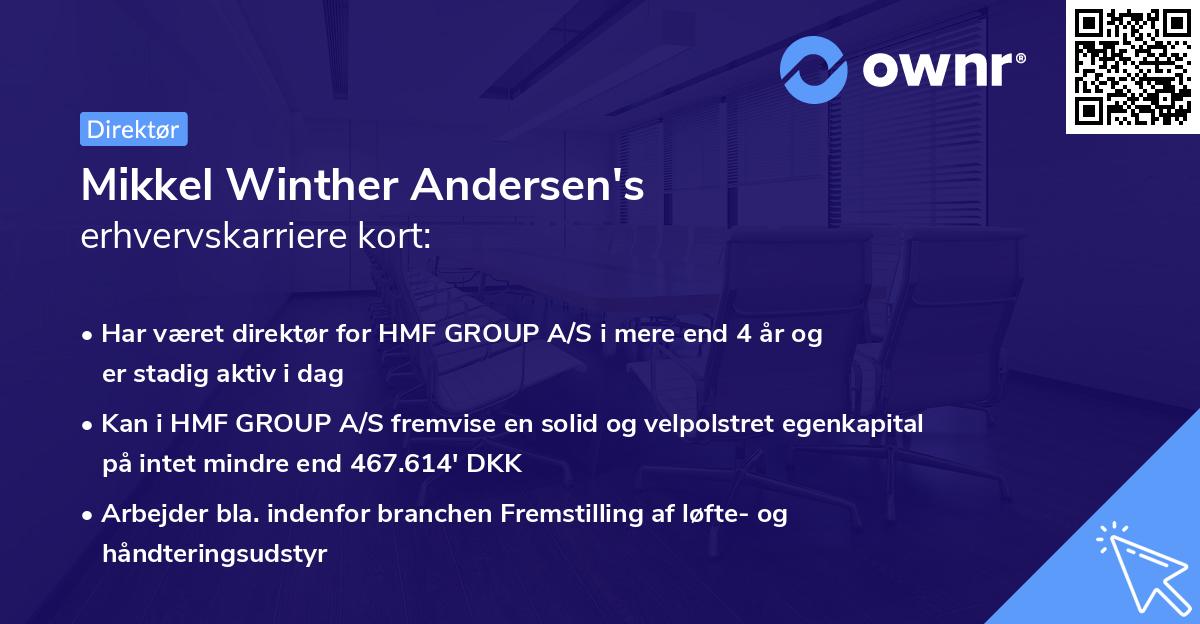 Mikkel Winther Andersen's erhvervskarriere kort